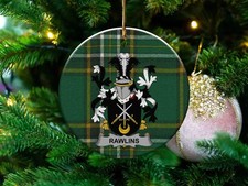 Rawlins Surname Irish Coat Of Arms Ceramic Ornament
