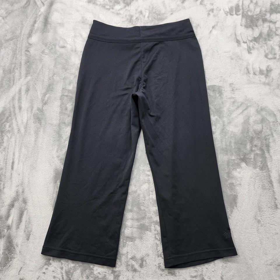 Pantalones Adidas Vintage Y2K Para Mujer S Negros Cremallera Frontal Cordón Recortado Capri Pierna Ancha Foto 3 de 4