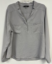 Nine West Women's Long Sleeve Vneck Gray Shirt Size XL