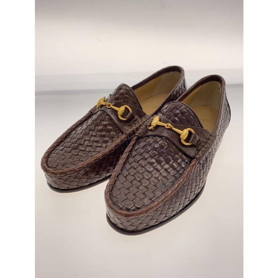 GUCCI Gold Hardware Leather Loafers Dress Shoes Size:4/JP:21 Brown 141140K Auth