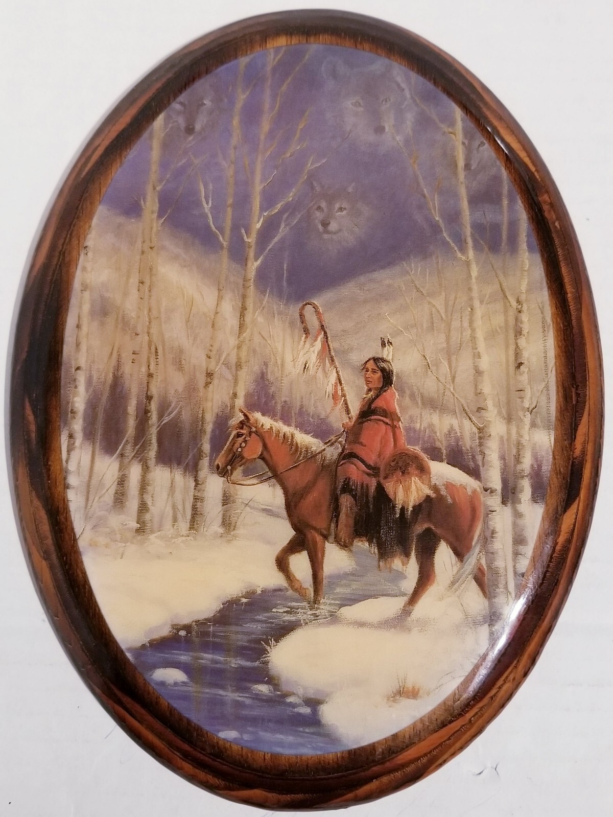 VINTAGE 2 Native American Art Scenes On Wood Laquered, Ready To Hang! 11.5x8.5"