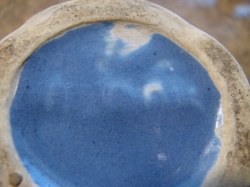 Vintage Niloak Blue Pottery Flower Vase Handles Wings - Picture 9 of 11
