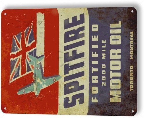 Spitfire Motor Oil Garage Auto Vintage Retro Rustic Ad Wall Decor Metal Tin Sign - Picture 3 of 4