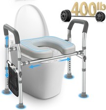 Raised Toilet Seat with Handles, Width  Height Adjustable 1339 