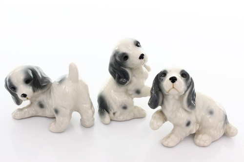 3x Figura/Figura de perro de porcelana vintage - jugando figuras de perros felices - Imagen 2 de 9