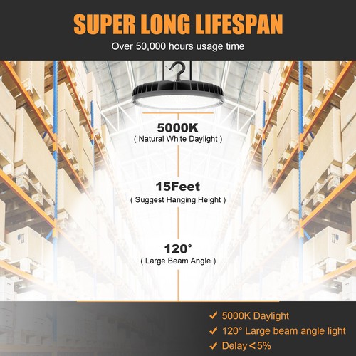 Upgrade 200W LED High Bay Light 30000lm (Eqv.650W MH/HPS) Warehouse Shop Lights - Bild 10 von 15