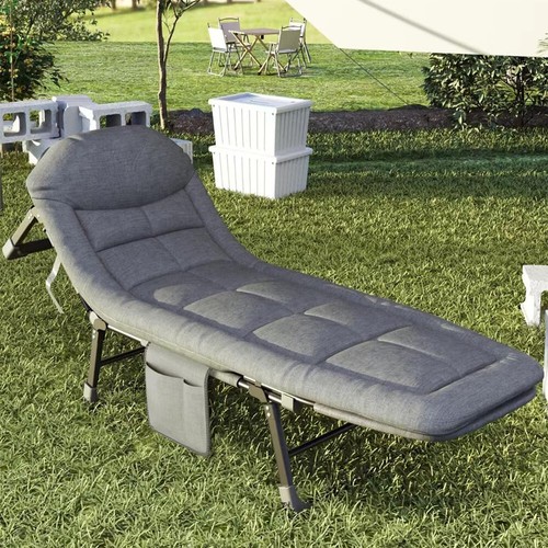 Portable Recliner Bedding Single Mattress Folding Bed Foldable Camping Chair+Mat - Picture 7 of 9
