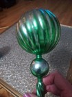 Vintage Green Silver Plastic Hanging Holiday Ornament 9-10" swirl Taiwan Xmas — photo 9
