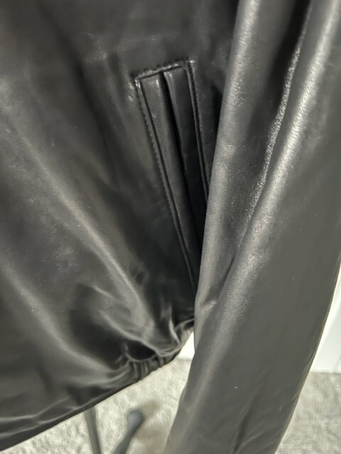 NEW men Hathaway Black Leather Zip Insulated Bomber Jacket NEW men Hathaway Black Leather Zip Insulated Bomber Jacket