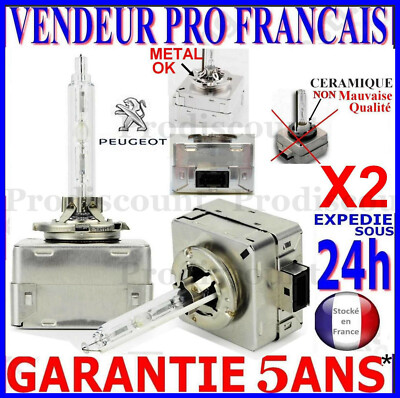 Ampoules Xenon D1S 6000K 35W - Pour Phares Peugeot RCZ (PK32d-2), Blanc Clair, 2 Pièces Neuves
