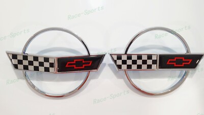 2pc-chrome-front-nose-hood-rear-gas-lid-cross-flags-emblem-1984-1996-c4