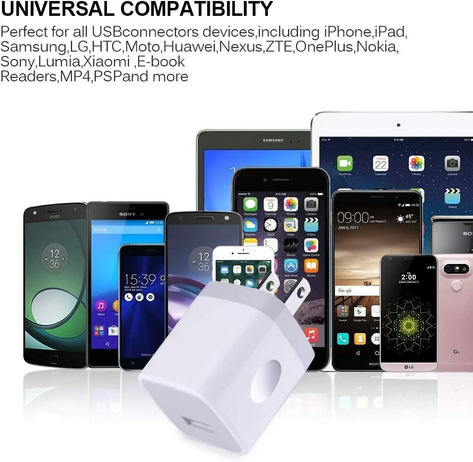 Cargador de pared USB de 5 piezas adaptador de corriente alterna toma de corriente EE. UU. para iPhone 8 X 11 12 13 iPod Foto 4 de 4