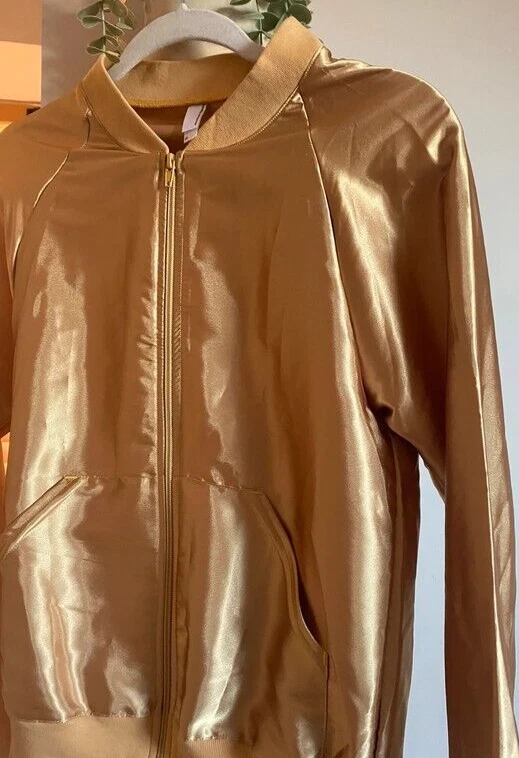 Chaqueta de bombardero vintage American Apparel dorada satinada sin forro XS 6 ASO Amy Winehouse - Imagen 3 de 4