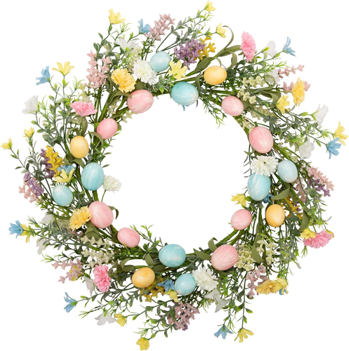 18 Inch Easter Wreath Artificial Easter Egg Wreath for Front Door Easter Door Wr - Picture 6 of 12