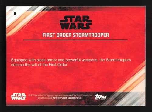 2017 Topps Star Wars The Last Jedi #9 First Order Stormtrooper - Picture 2 of 2