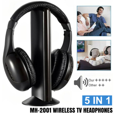 5 in 1 Schnurlose Kopfhörer Kabellos Ohrhörer FM Radio TV Headset Kabelgebunden Kopfhörer