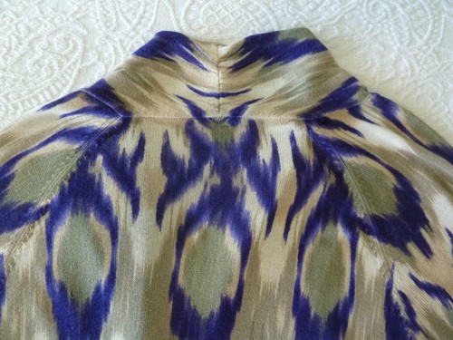 Chicos Artsy Ikat Fine Gauge Rayon Cotton Knit Open Cardigan Jacket Topper 2 3 - Picture 6 of 12