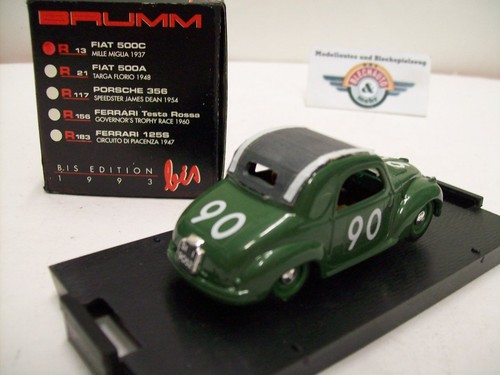 Fiat 500C #90 "Mille Miglia" 1937, verde, Brumm (Hecho en Italia) 1:43, embalaje original - Imagen 3 de 3