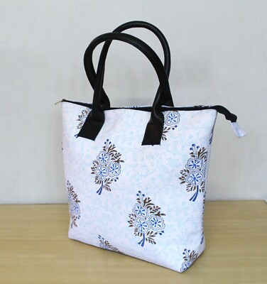 Indian Mandala Women Shoulder Shopping Bag Hand Block Print Tote Cotton Handbags