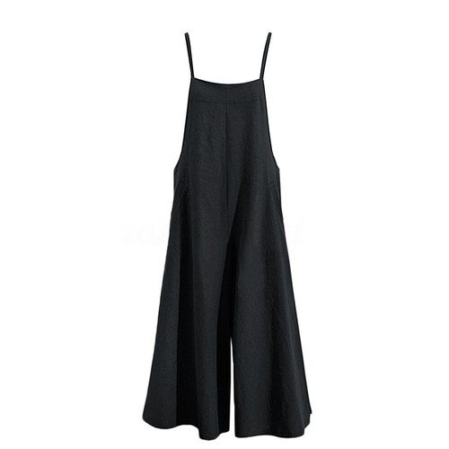 Womens Cotton Linen Plain Jumpsuit Ladies Summer Casual Loose Pockets Rompers US - Picture 17 of 27