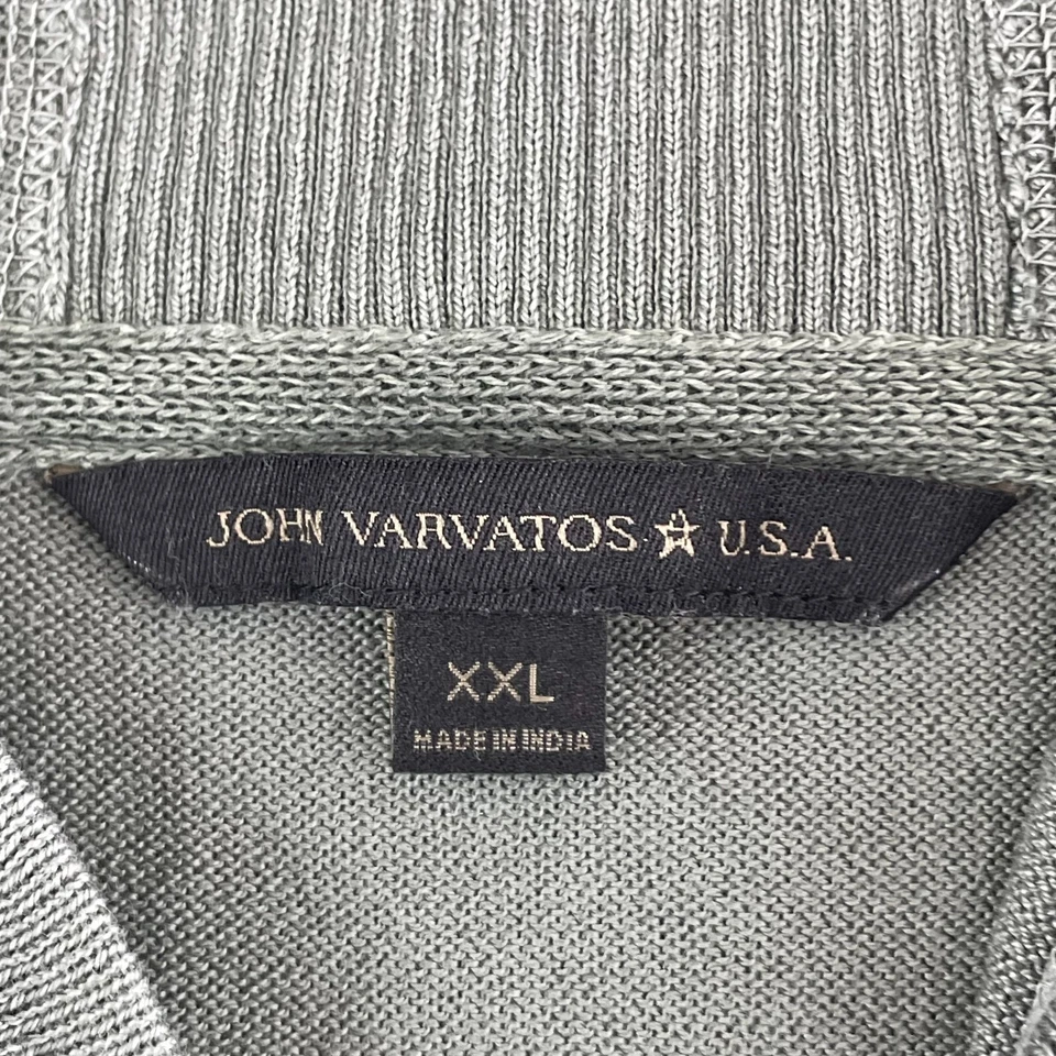 John Varvatos EE. UU. Sudadera con Capucha Hombres 2XL Gris Tejido Cremallera Completa Parches en el Codo Diseñador Rock Foto 2 de 4