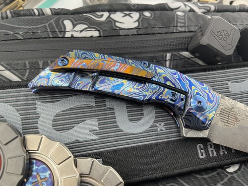 Cuchillos Tashi Bharucha Reate T2500 1 de 2 prototipo completo Timasco Damasco - Imagen 6 de 13