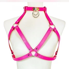 Sourpuss Clothing Pink Vegan Leather Harness Adjustable 