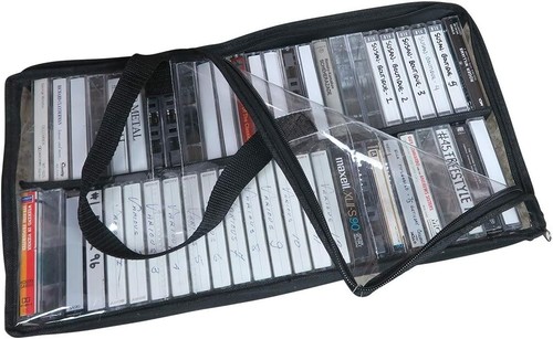 Heavy-Duty Cassette Tape Bag - See Thru Organizer - Easy Carry - Holds 50 - Bild 5 von 8