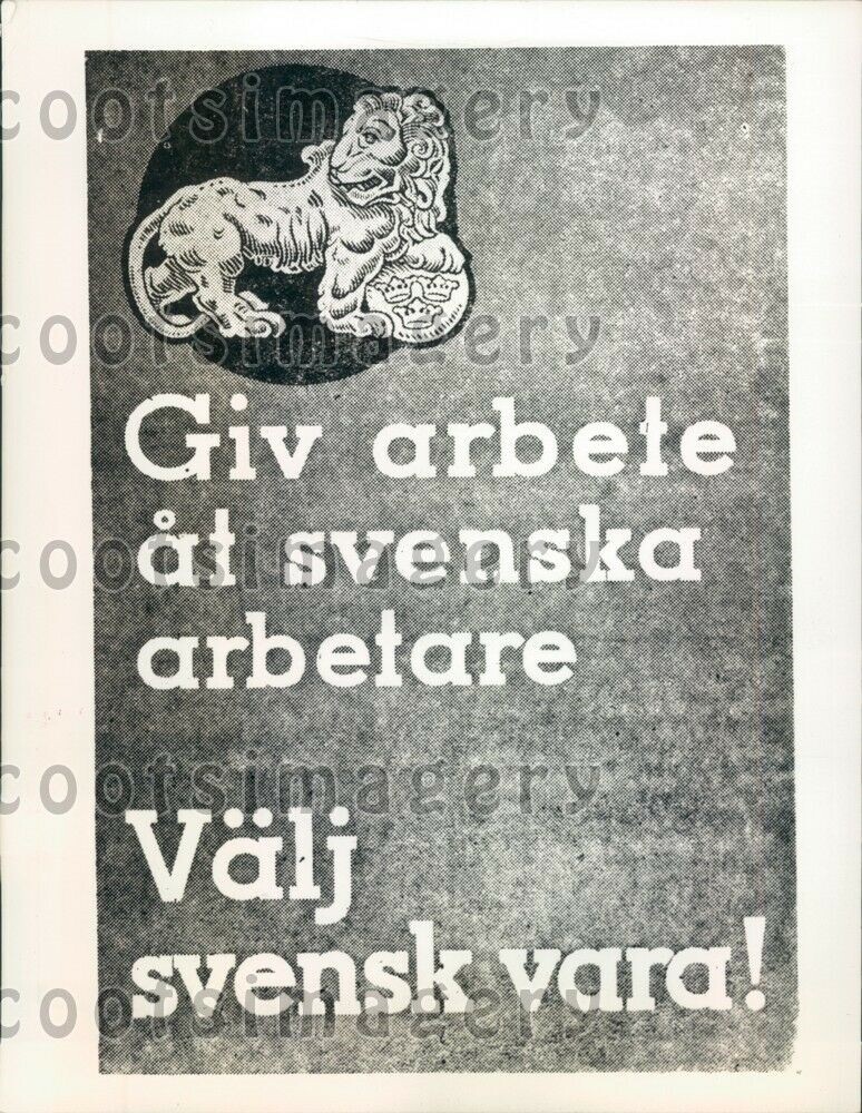 1933 Swedish Propaganda Poster Buy Local Markets Press Photo