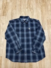 Carhartt Shirt Men  s XL Blue Plaid Flannel Long Sleeve Heavy weight Pockets