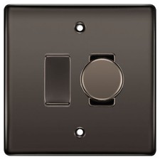 BG Black Nickel 2 Gang Switch 1x Trailing Edge LED Dimmer 1x 2 Way Custom Grid