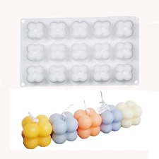 15 Cavity 3D Magic Bubble Ball Silicone Candle Molds Bubbles Cube Mold, Candle