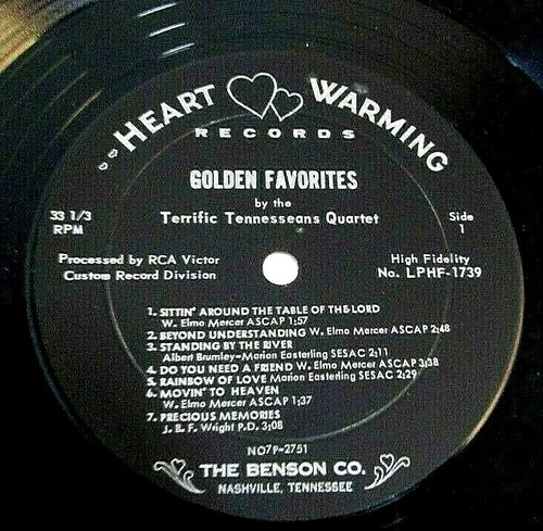 The Terrific Tennesseans Golden Favorites 1963 RARE Vinyl Record LPHF-1739 - Picture 7 of 9