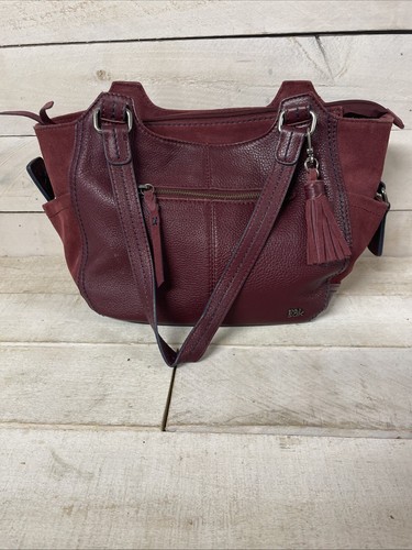 The SAK Burgundy Leather Suede Pebbled Shoulder Bag Purse Hobo Fast Ship