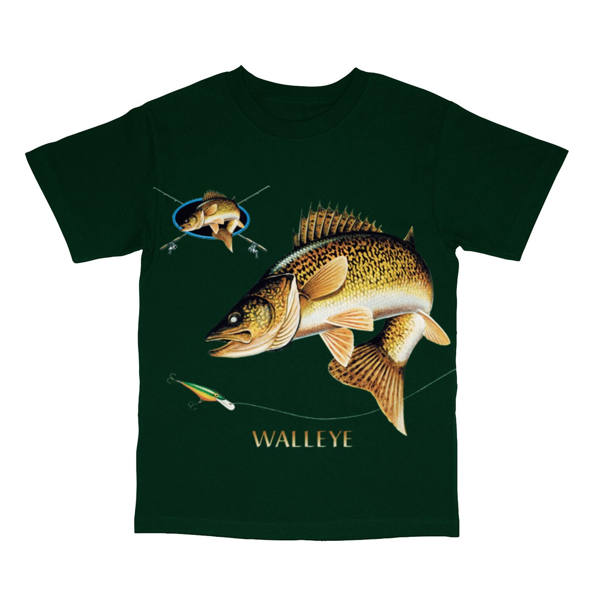Walleye With Crest Mens Short Sleeve Fishing T-Shirt Outdoors