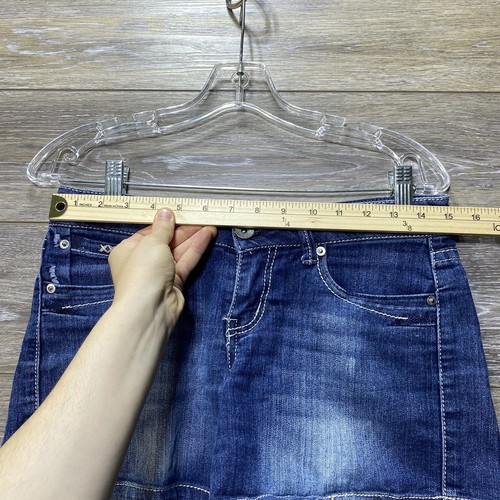PARIS BLUES Shorts Size 5 Womens Blue Denim Chino Pockets Logo Low Rise - Picture 6 of 12