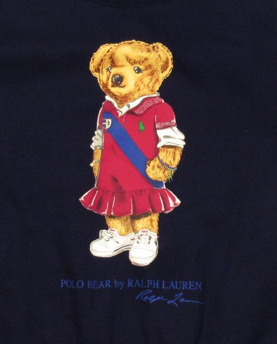 Polo Ralph Lauren Girls Navy Polo Bear Fleece Lined Pullover Sweatshirt - Picture 2 of 2