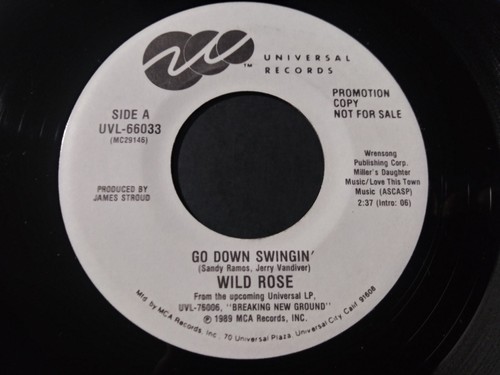 Wild Rose – Go Down Swingin' NM Original Promo Translucent 45RPM Record 1989 - Picture 2 of 3