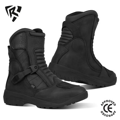 Raxid Motorrad/Fahrradstiefel Adventure wasserdicht Touring Echtleder schwarz CE 2