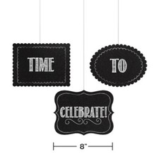 Hanging cutouts Blank Signs Black Hanging Decoration Party Supply Chalkboard 3ct