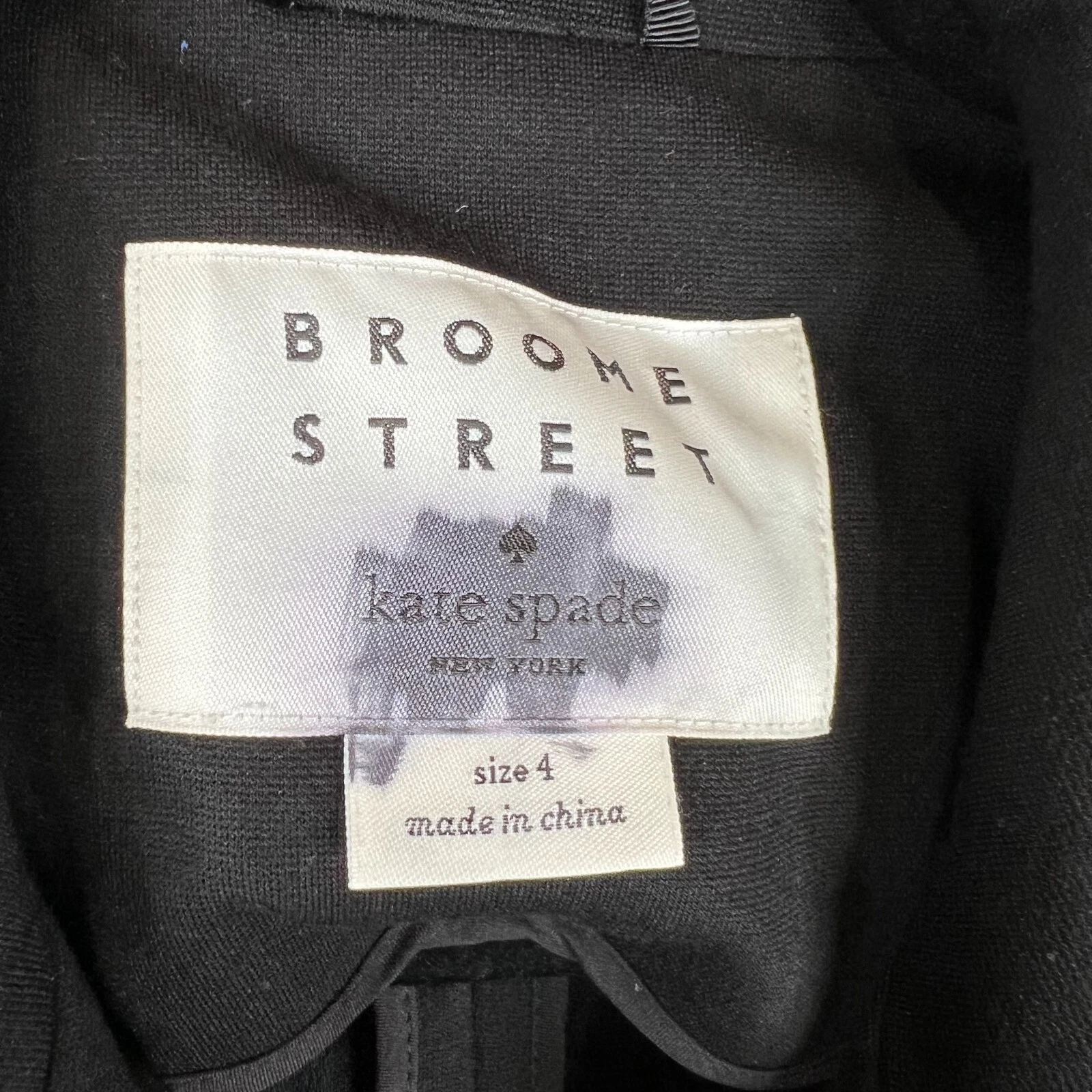 Giacca cappotto donna Kate Spade Broome Street taglia 4 nero volant bottoni perlati ponte