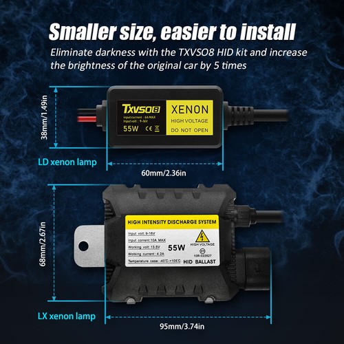 H1 H3 H7 H8 H9 9005 9006 55W HID Xenon Headlight 2X Bulbs & Ballasts Error Free - Picture 11 of 18