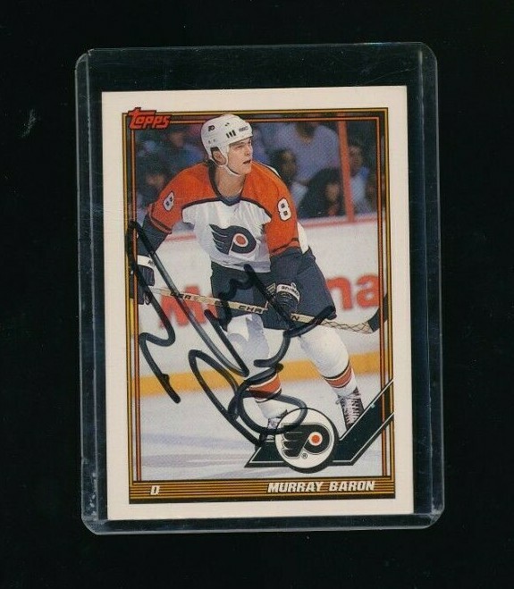 MURRAY BARON 1991 TOPPS #373 Hockey signed autograph tough auto flyers