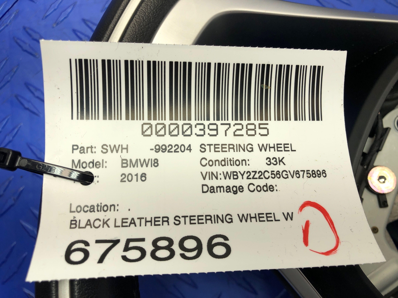 2014-2020 BMW I8 BLACK LEATHER STEERING WHEEL W/PADDLE SHIFTERS OEM 2015 2016