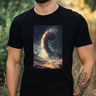 Herren T-Shirt Tornado auf Mondlandschaft Motiv Baumwolle Größe XS bis 5XL
