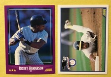 1988 Score #13 & 1990 Score #698 HOF Rickey Henderson N.Y. Yankees FREE SHIPPING