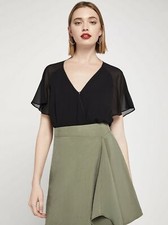BCBGeneration 164716 Women's Dolman-Sleeve Surplice Bodysuit Black Sz. XS