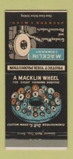 Matchbook Cover - Macklin Wheel Grinding Jackson MI 30 Strike