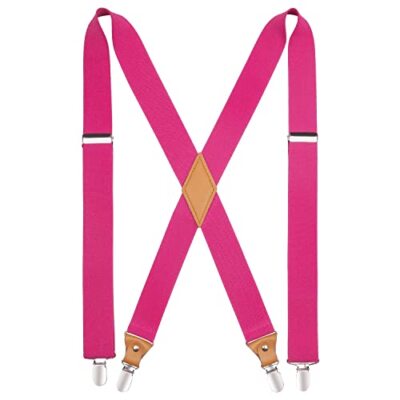 Suspenders for Men X-Back 1.4'' Adjustable Elastic Suspender Braces A8-hot Pink