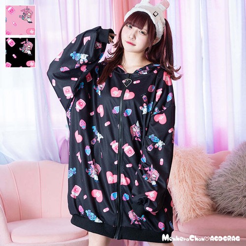 NEW ACDC Rag - Menhera-Chan X Bunny Dolls Mill Nero AOP Oversized Zip ...